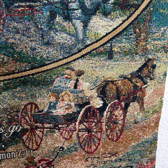 Thomas Kinkade Wall Hanging Tapestry Country Memories Song of Solomon Horses Rod - Picture 6 of 11